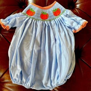 Everyday Heirloom Smocked Bubble with Pumpkins as 12mo